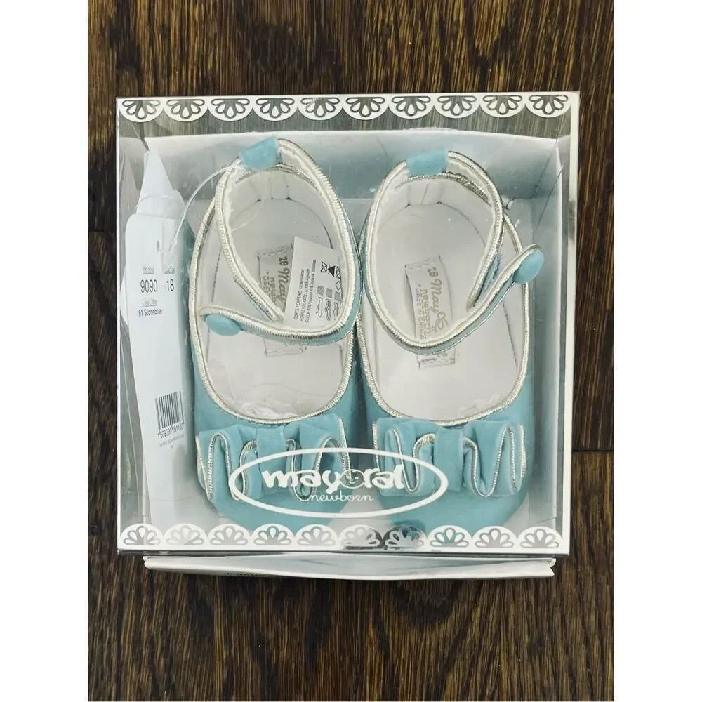 NEW Mayoral Baby 5-7 Mos (17) Ruffled Mary Jane Shoes AS IS